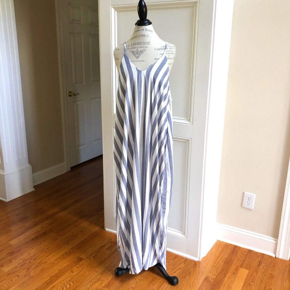 Harem Maxi Dress in Stripe With Pockets S M L - Picture 6 of 8
